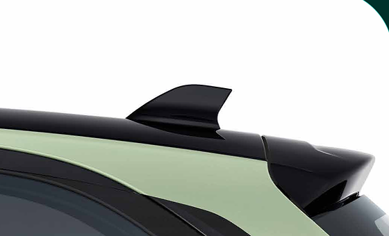 Tata Tiago EV, Shark-fin antenna with integrated GPS on the gloss-black dual-tone roof