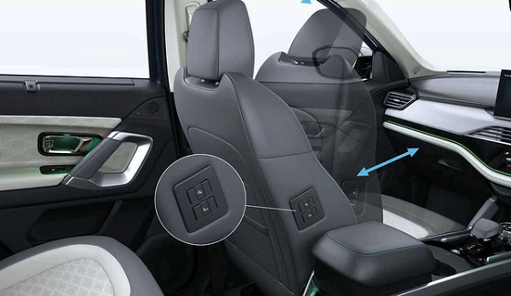 Tata Harrier EV, Powered Boss Mode slides the front co-passenger seat forward at the touch of a button, opening up stretch-out space