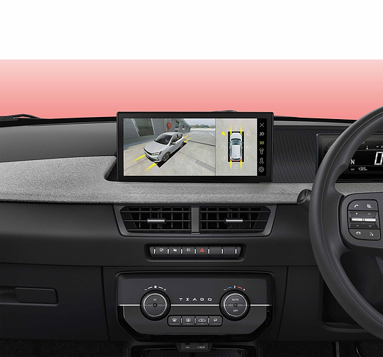 Tata Tiago, 360-degree SVS HD camera shows 3D and 2D surround views on the touchscreen to spot kerbs and obstacles