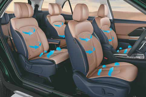 Hyundai Alcazar — Leatherette seats with quilted pattern and ventilation