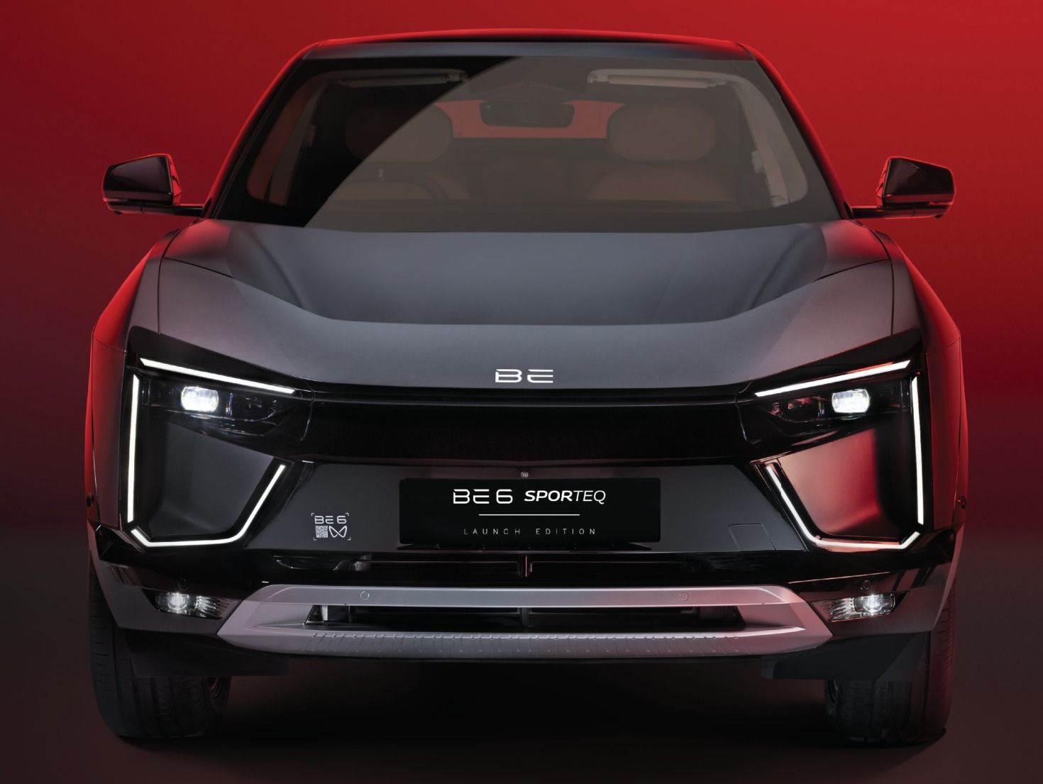 Mahindra BE 6 — BE 6 SportEQ Launch Edition in exclusive Graphite Storm — coast-to-coast triple screen, Racing Tan cabin and straight instrument panel