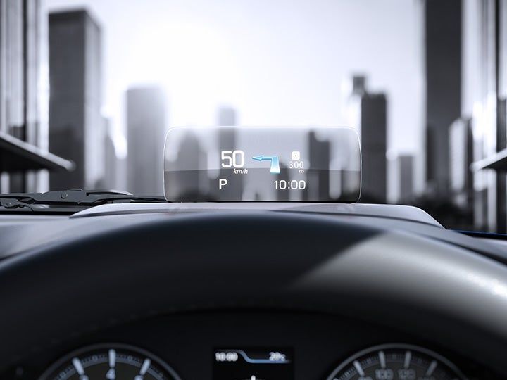 Maruti Suzuki Baleno — Head-Up Display with driving information projected in the line of sight, on Alpha and Alpha (O).