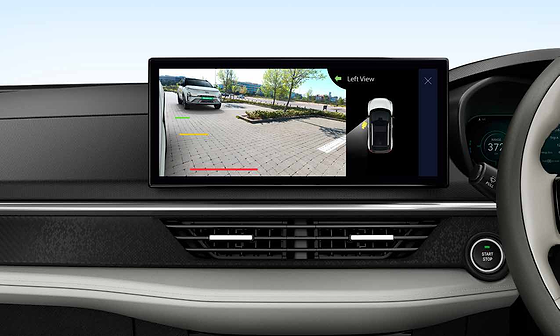 Tata Nexon EV, Blind Spot View Monitor shows the kerb-side camera feed on the touchscreen while indicating