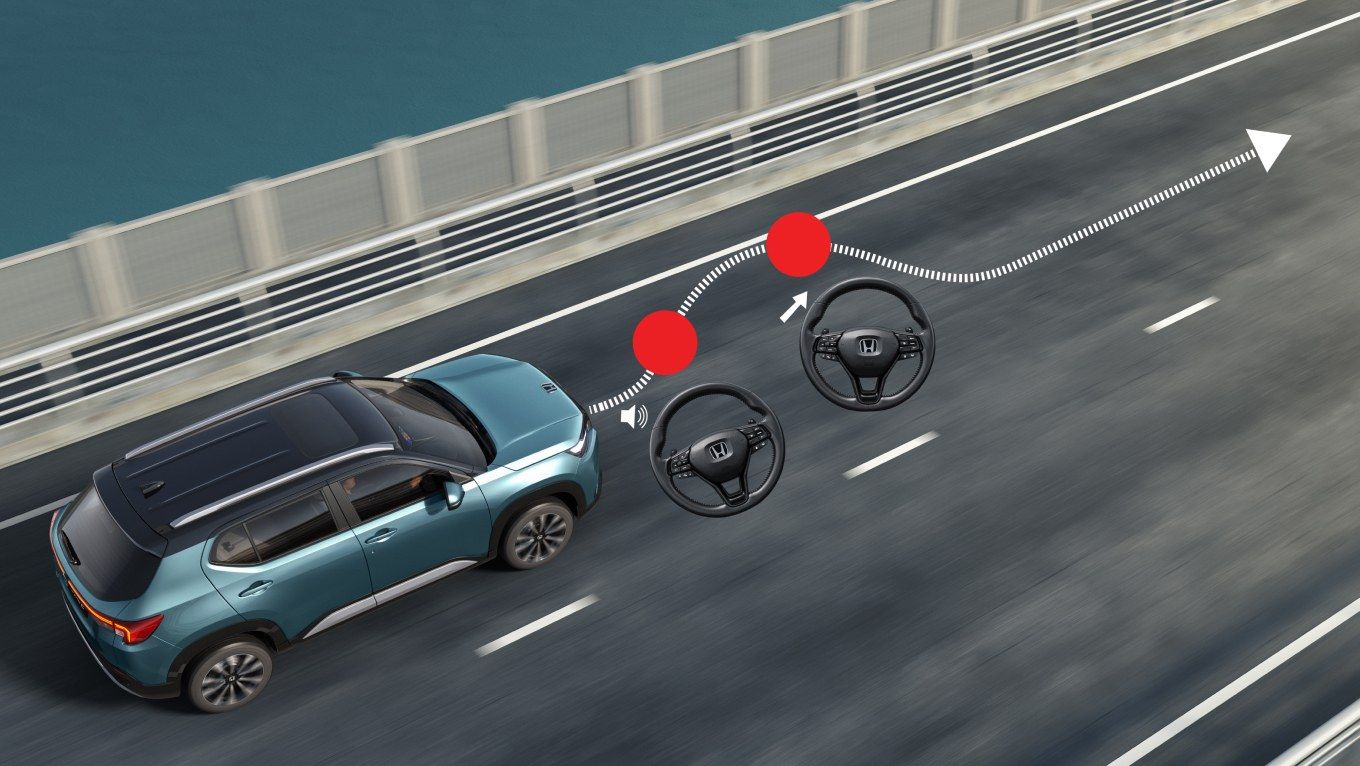 Honda Elevate, Road Departure Mitigation steers and brakes if the car drifts off the road
