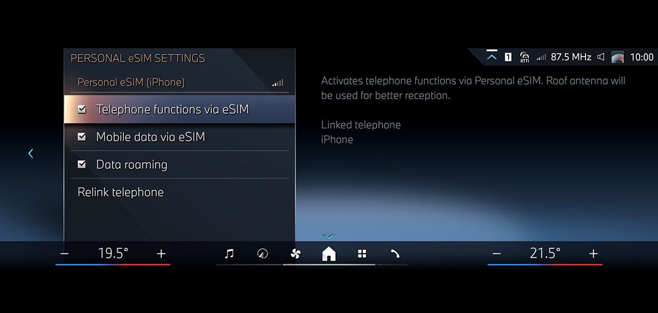 BMW i5 LWB — BMW ConnectedDrive with personal eSIM, remote services and over-the-air updates.