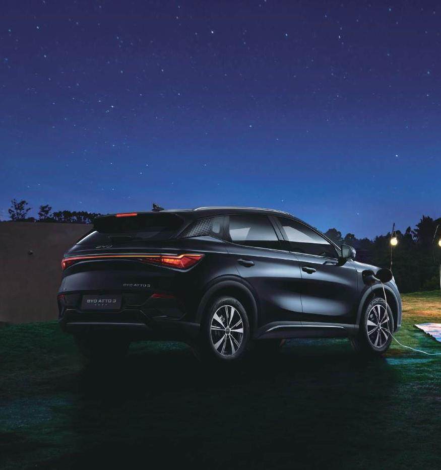 BYD Atto 3 — Vehicle-to-Load (V2L) function powering external devices from the car