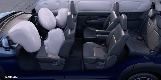 Maruti Suzuki XL6, Six airbags shown deployed across the cabin
