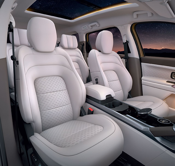 Tata Safari, Benecke Kaliko Oyster White leatherette seats with deco stitch