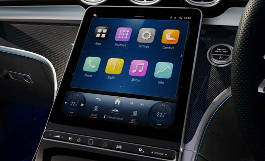 Mercedes-Benz CLE Cabriolet — Central MBUX touchscreen display
