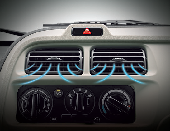 Maruti Suzuki Eeco, Air conditioner with heater and manual rotary climate controls.