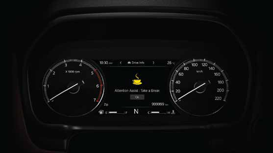Mahindra Scorpio N — Driver Drowsiness Detection triggers an audio-visual take-a-break alert