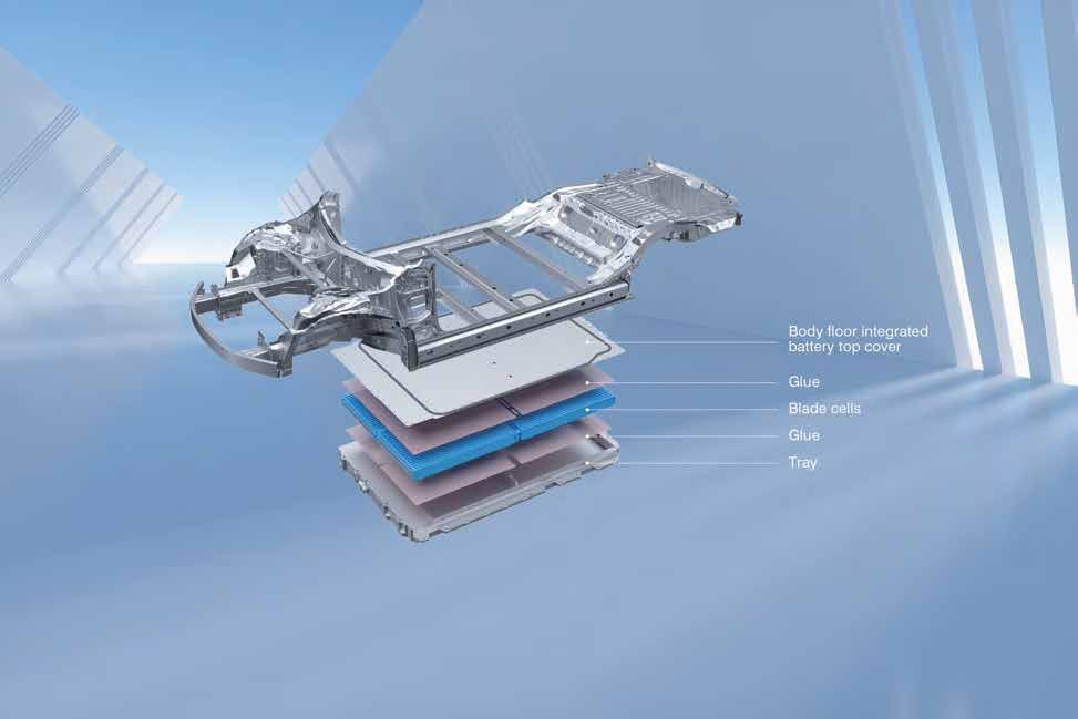 BYD Seal — e-Platform 3.0 Cell-to-Body layout integrating Blade Battery cells directly into the body floor.