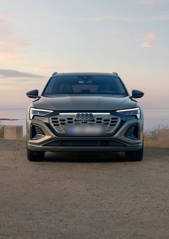 Audi Q8 e-tron, Singleframe grille with a full-width light bar linking the Digital Matrix LED headlights.