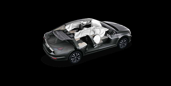 Skoda Škoda Slavia (2022–2026), Up to six airbags shown deployed across the cabin.