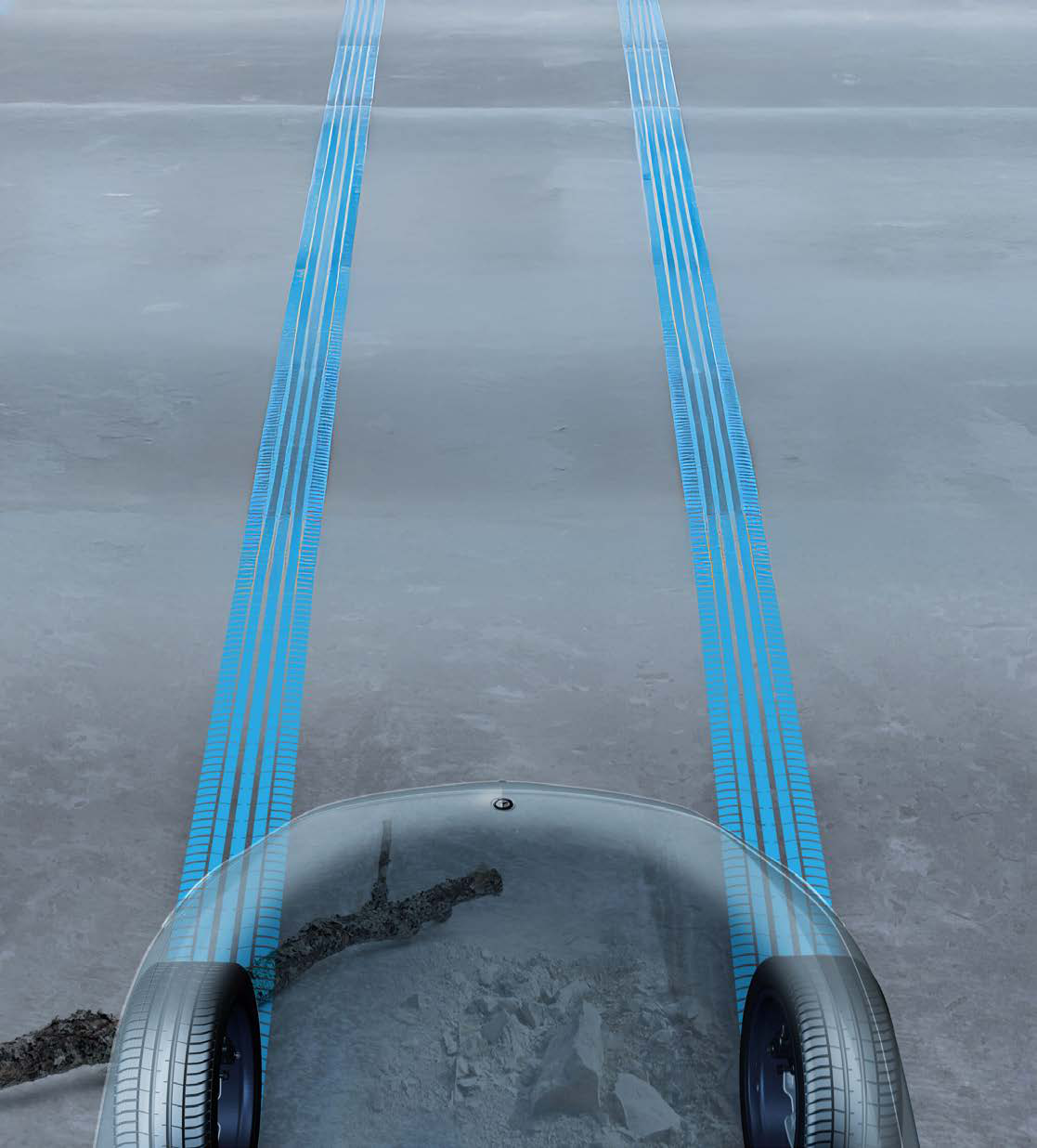 Mercedes-Benz GLS — Transparent bonnet showing the terrain beneath the vehicle