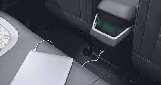 Tata Harrier EV, C-Type 65 W charger in the rear console keeps laptops and devices topped up on the move