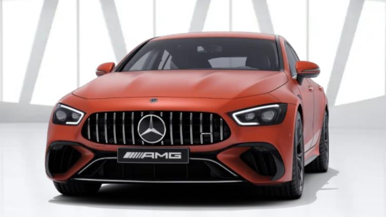 Mercedes-Benz Mercedes-AMG GT 63 S E Performance — Standard-fit MULTIBEAM LED headlights flank the AMG-specific radiator grille with vertical high-gloss chrome struts.