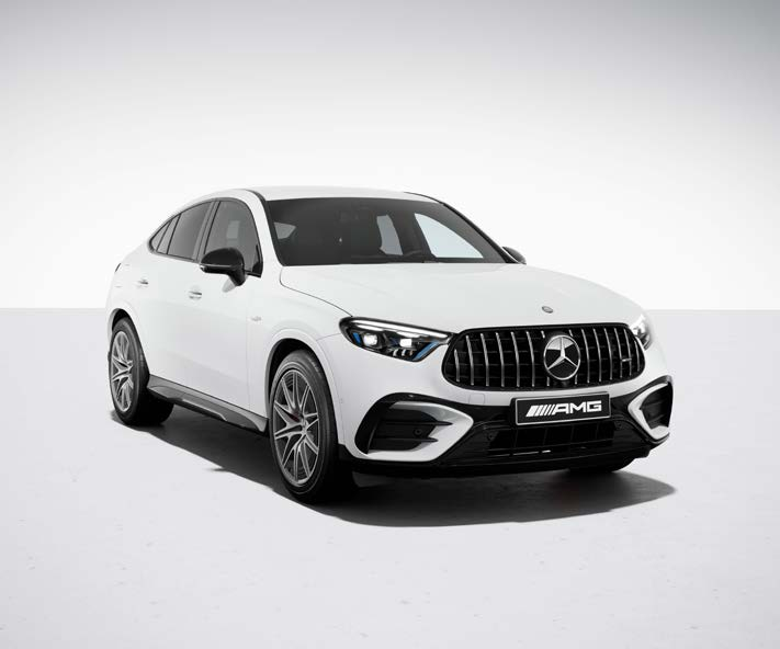 Mercedes-Benz Mercedes-AMG GLC 43 4MATIC Coupe — AMG bodystyling with the A-shape radiator grille and sculpted front apron on the GLC 43 Coupe.