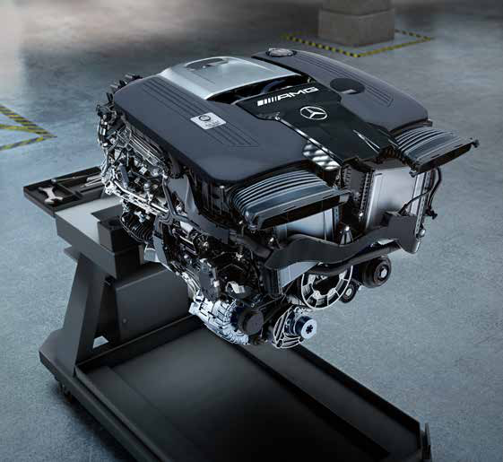 Mercedes-Benz Mercedes-AMG SL 55 Roadster — Hand-built AMG 4.0-litre V8 biturbo engine with hot-inside-V turbochargers