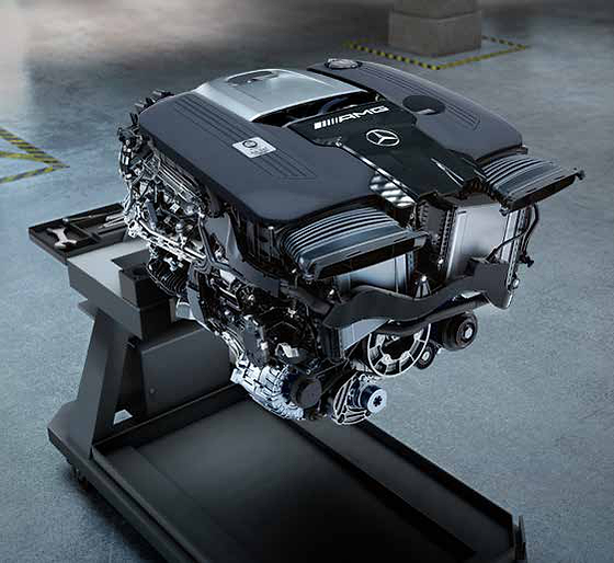 Mercedes-Benz Mercedes-AMG SL 55 Roadster, Hand-built AMG 4.0-litre V8 biturbo engine with hot-inside-V turbochargers