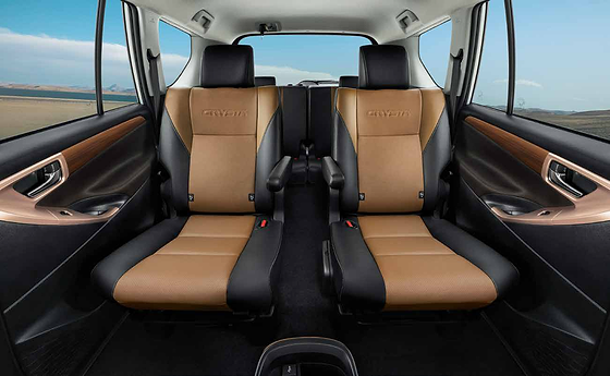 Toyota Innova Crysta, Second-row captain seats with CRYSTA-embossed leather upholstery
