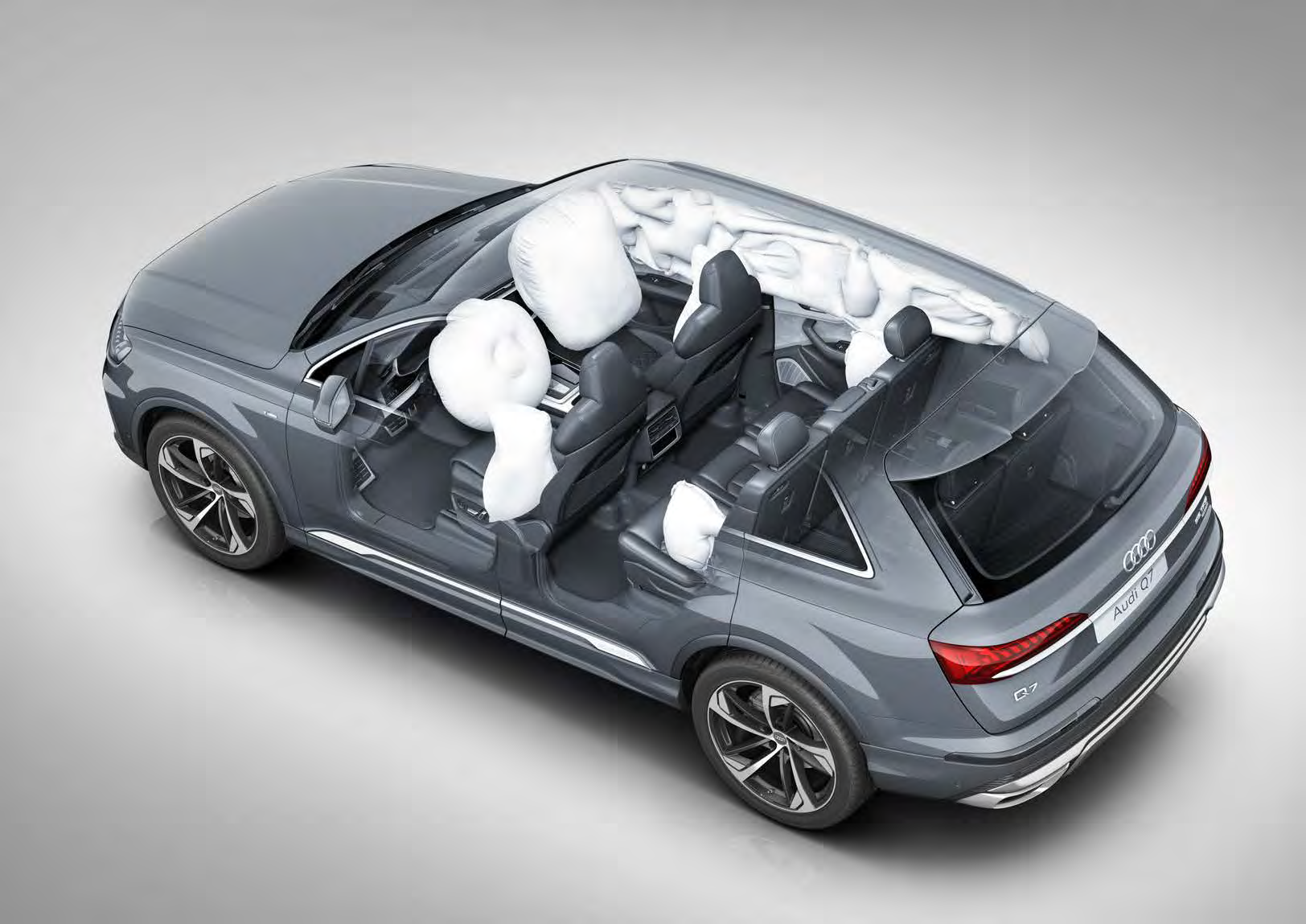 Audi Q7 — Comprehensive airbag protection system covering front, side and curtain zones