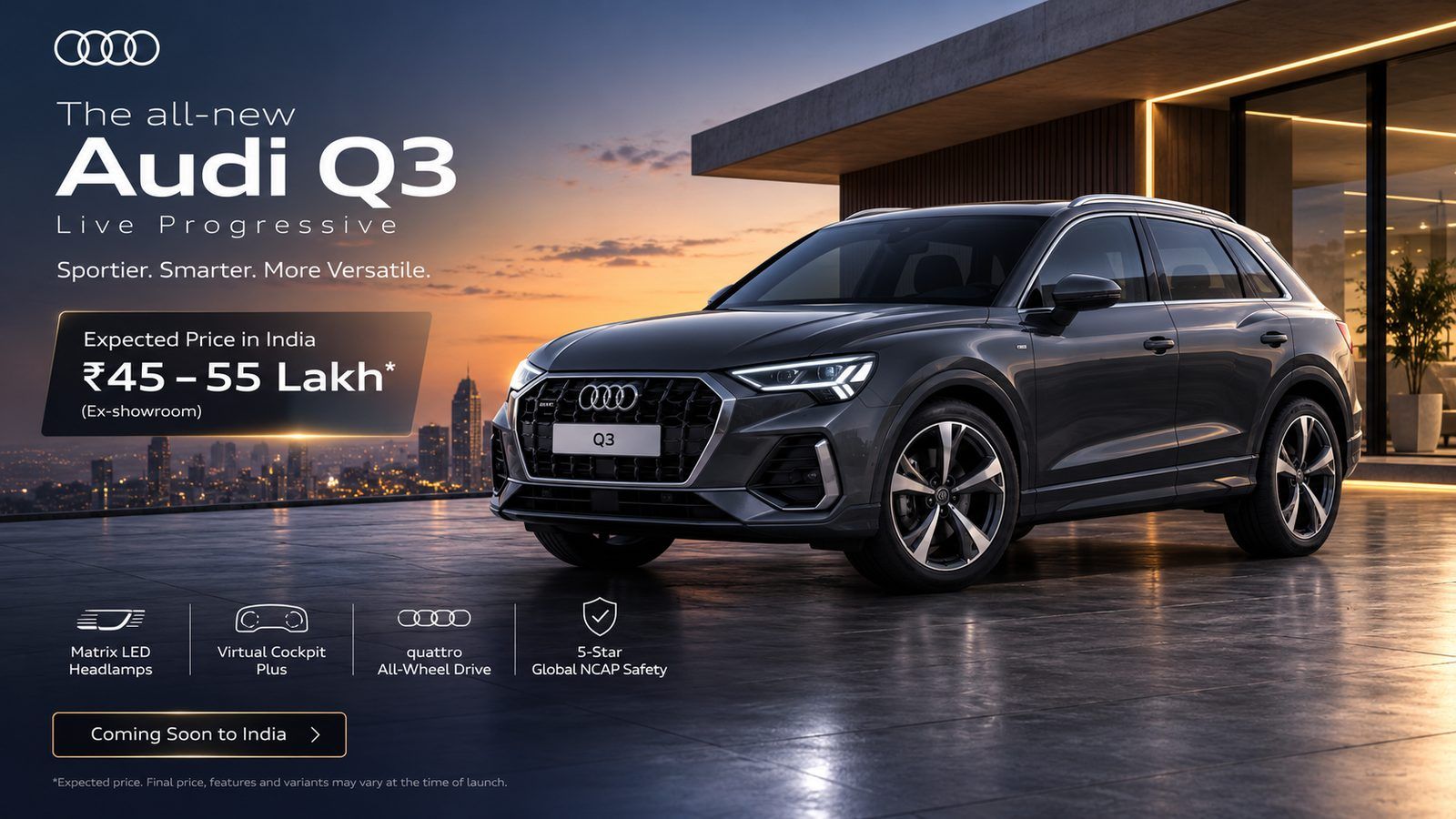 New Audi Q3 bookings open in India at ₹1 lakh; price from ₹43.67 lakh expected