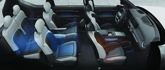 Kia EV9, Heated and ventilated seats across the first and second rows
