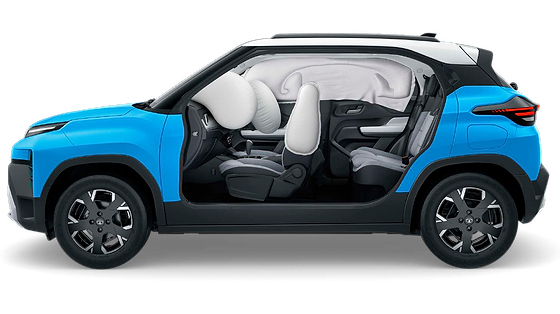 Tata Punch, 6 airbags: dual front, side and curtain: shown deployed in cutaway