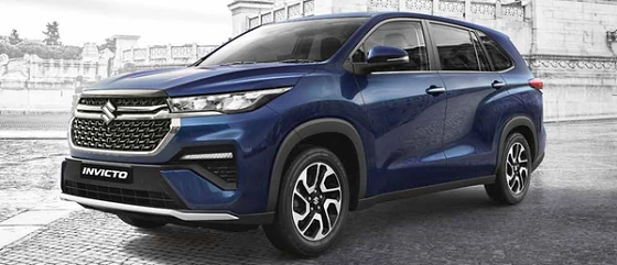 Maruti Suzuki Invicto, Front three-quarter stance showing the Twin LED headlamps, NEXTre DRLs and NEXWave chrome grille.