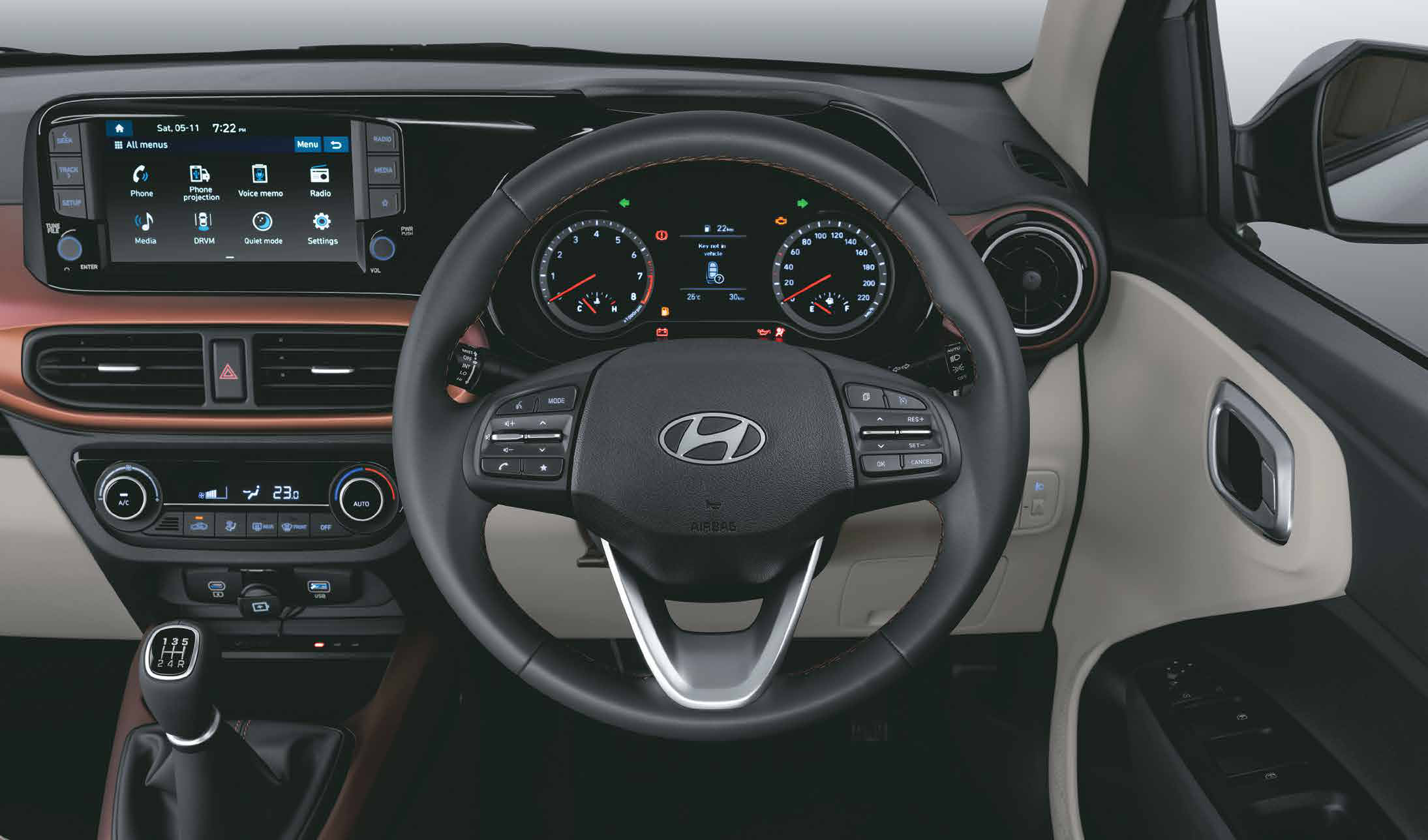 Hyundai Aura — Cruise control with steering-mounted controls