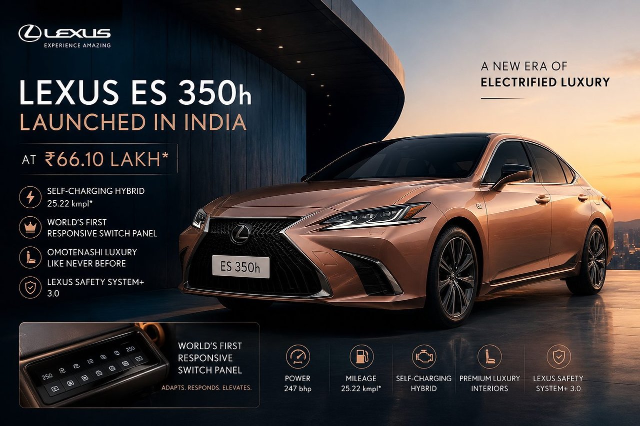 Lexus ES 350h launched in India at ₹66.10 lakh World's first Responsive Switch Panel and Lot more