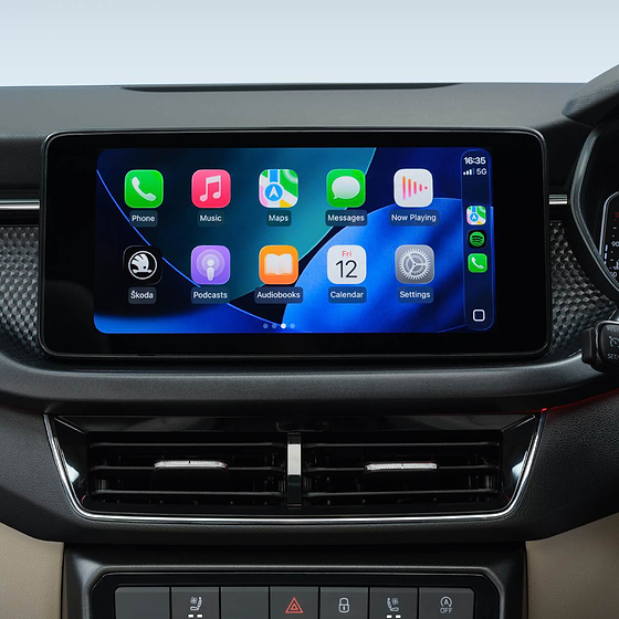 Skoda Kushaq, 25.6 cm touchscreen infotainment with wireless Apple CarPlay