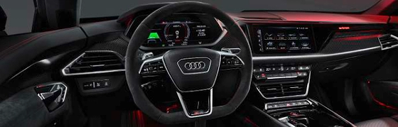Audi e-tron GT, Flat-bottom Alcantara steering wheel with paddle shifters and the fully digital Audi virtual cockpit