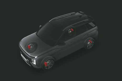 Hyundai Venue N Line, All-four disc brakes with red calipers