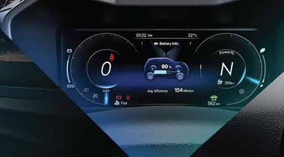 Mahindra XUV400, 26.04 cm (10.25-inch) fully digital instrument cluster with EV battery info