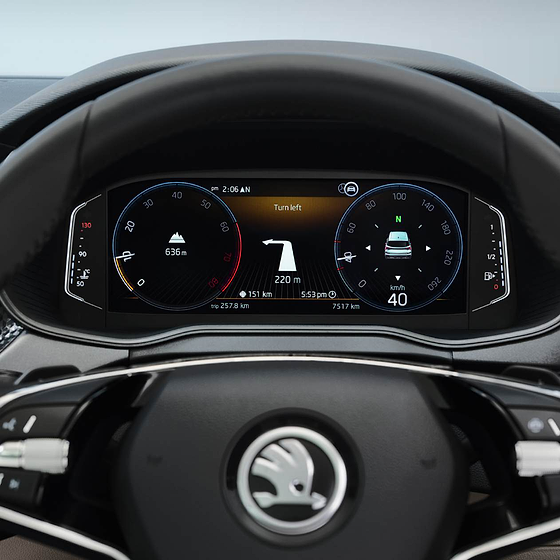 Skoda Kushaq, 26.03 cm Virtual Cockpit digital instrument cluster with turn-by-turn navigation