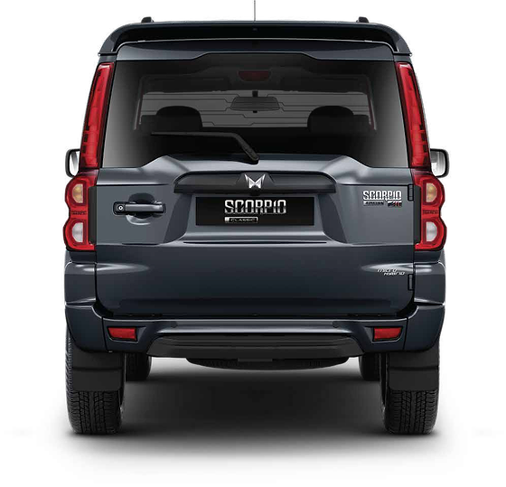 Mahindra Scorpio Classic, Rear view with signature tower LED tail lamps and Micro Hybrid badging