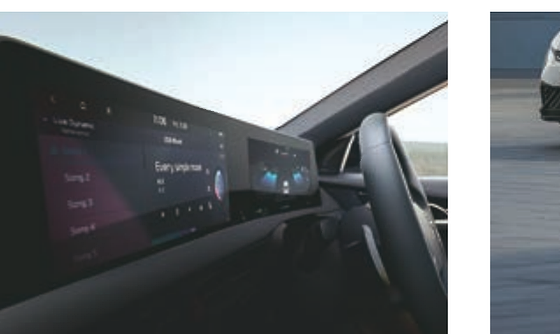 Kia EV6, Dual 31.24 cm (12.3-inch) panoramic curved display combining the instrument cluster and infotainment screen.