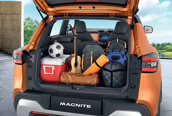 Nissan Magnite, Expandable boot swallowing luggage; 336L extendable to 690L with the rear seats folded.