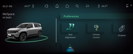 Tata Sierra EV, MeSpace driver profiles save seat, climate and infotainment preferences, even favourite routes