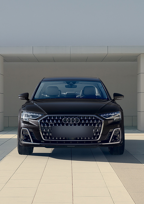 Audi A8 L, The Audi A8's bold Singleframe grille flanked by Matrix LED headlights