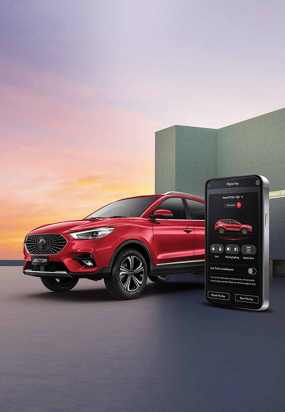 MG Astor, i-SMART connected-car app with Digital Bluetooth Key.