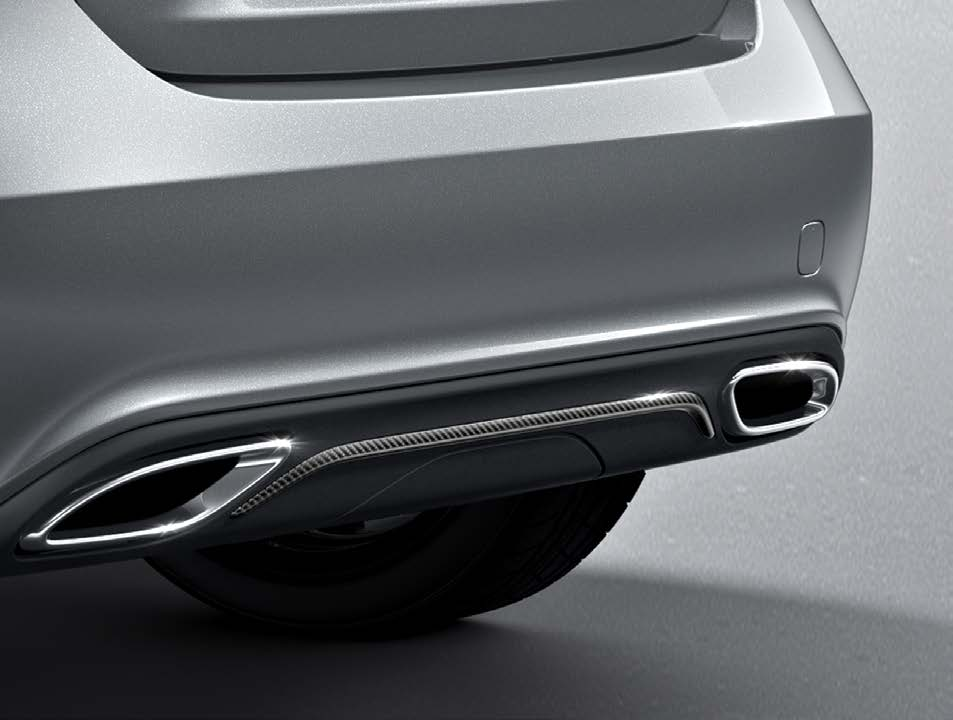 Mercedes-Benz Mercedes-AMG A45 S — Twin chrome exhaust tailpipe trims set into a carbon-style rear diffuser.