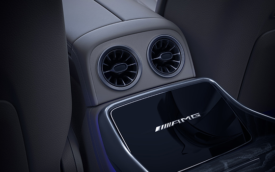 Mercedes-Benz Mercedes-AMG GT 63 S 4MATIC+, Rear-console turbine-style air vents with illuminated AMG-badged panel