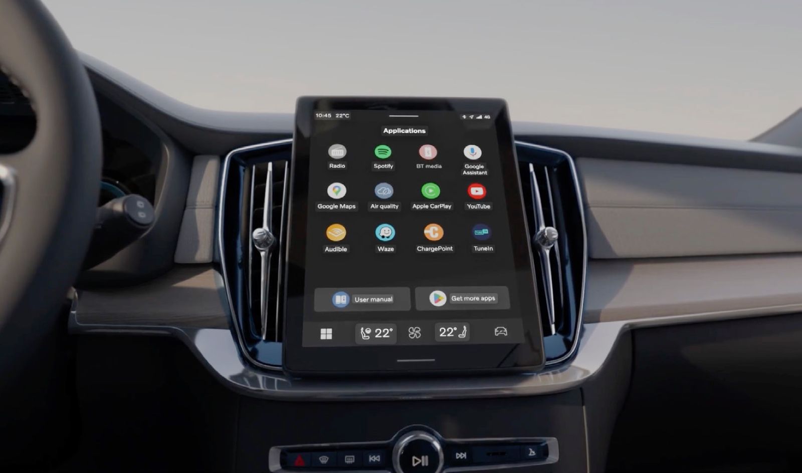 Volvo XC90 — Google built-in infotainment with native apps and wireless Apple CarPlay