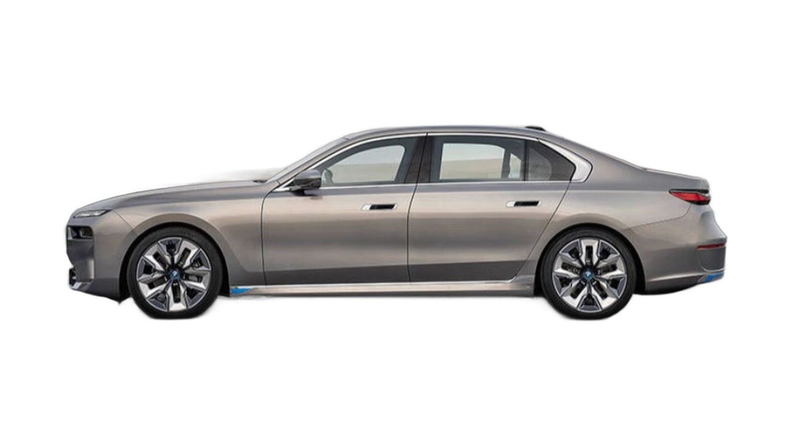 Gray luxury sedan shown in profile view against white background.