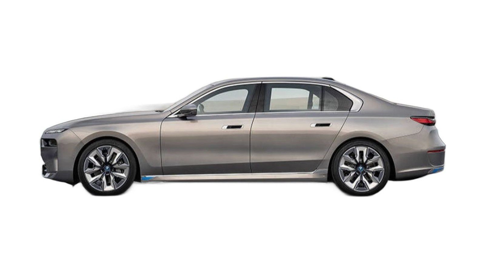 Gray luxury sedan shown in profile view against white background.