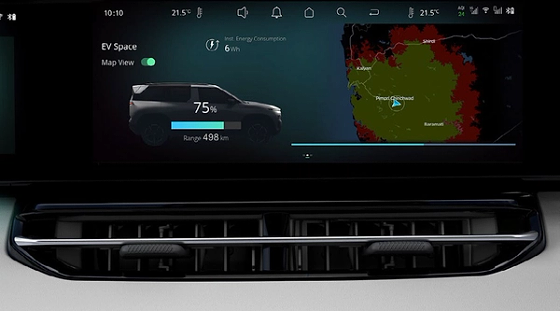 Tata Sierra EV, In-built MAPPLS navigation with EV Space map view plots real-time reachable range