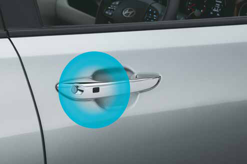 Hyundai Aura — Chrome outside door handles with keyless entry request sensor